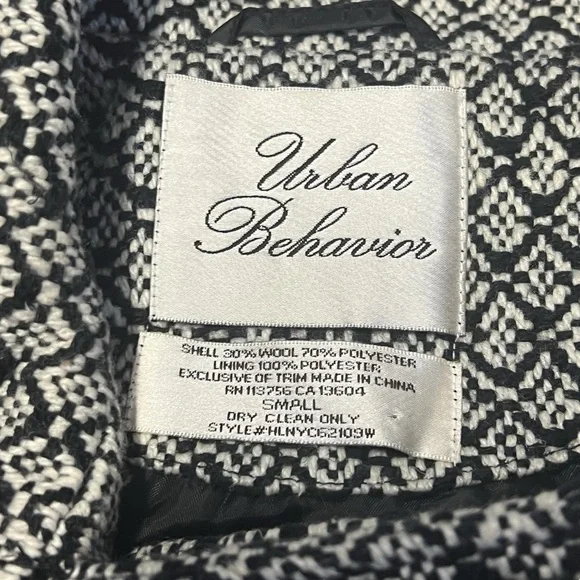 Y2K Urban Behavior - Womens Tweed Wool Blend Peacoat Sz Sm - Picture 4 of 6